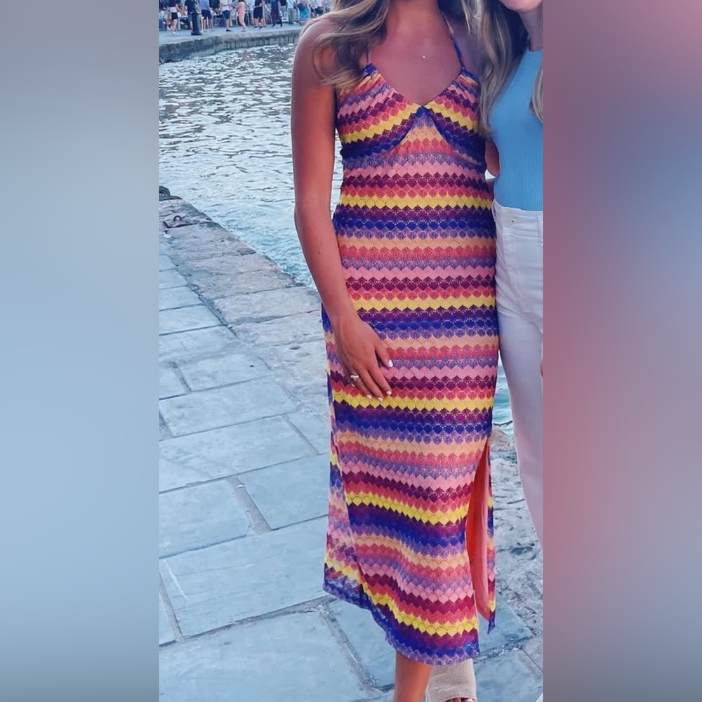 Colorful Striped Midi Dress